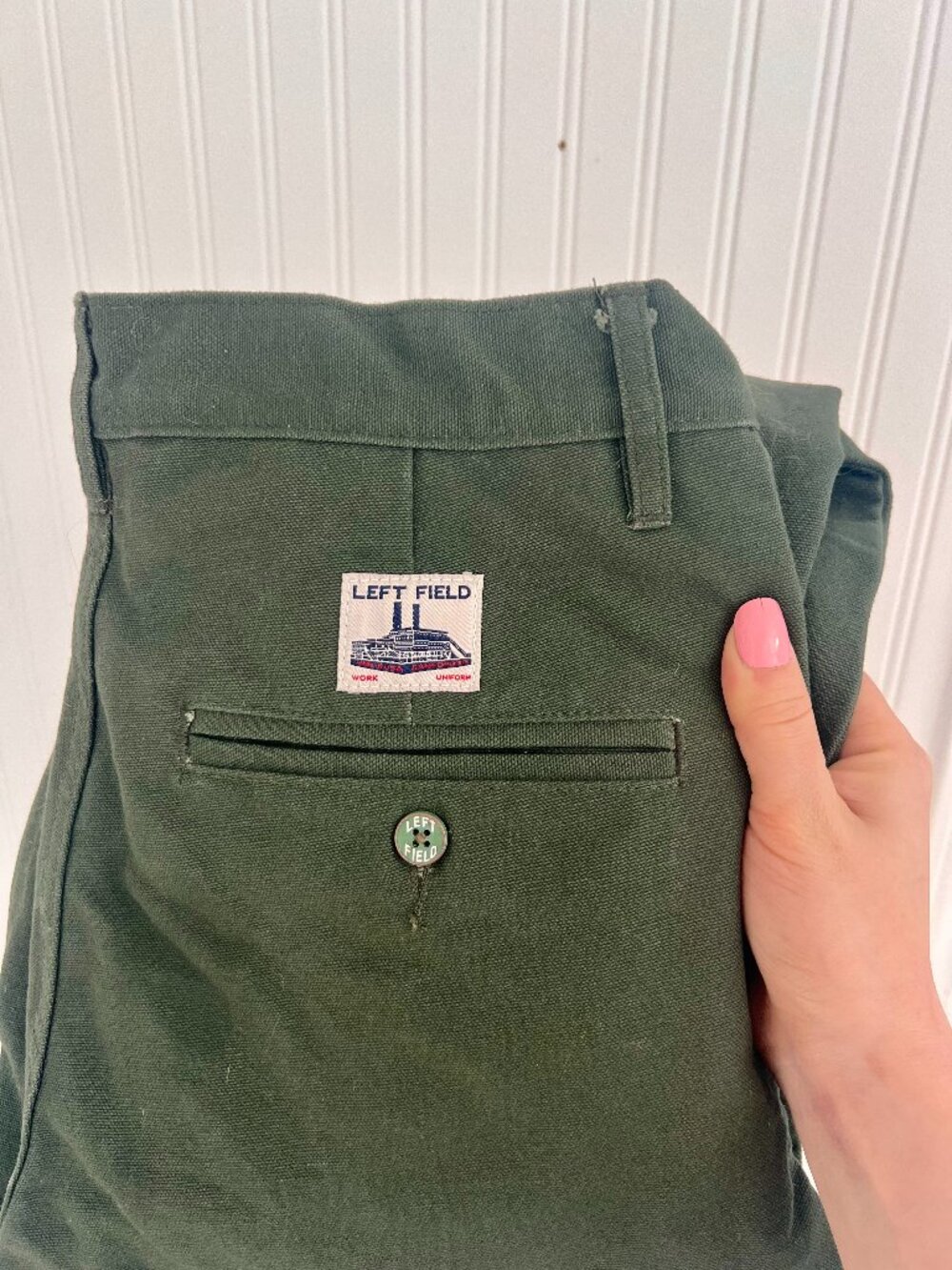 Mens Left Field Olive Work Chinos